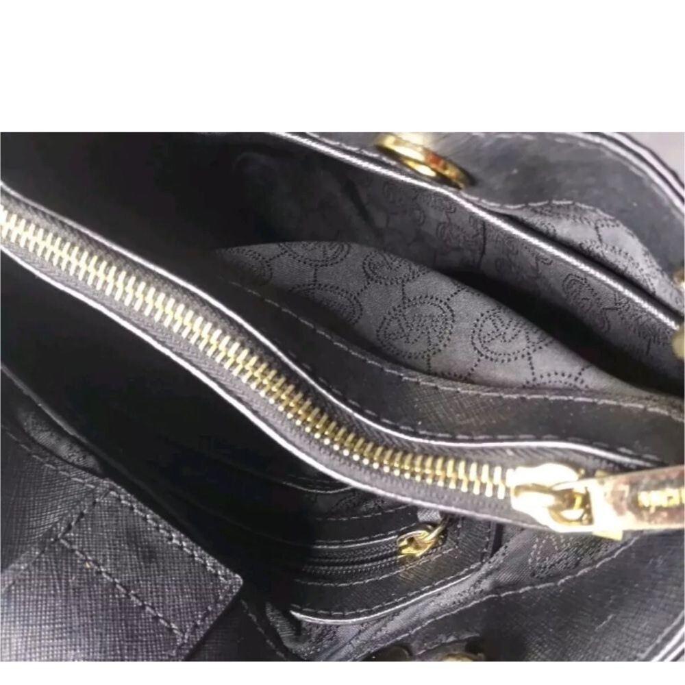Michael Kors Small Cynthia Saffiano Leather Satchel Bag Black 30S5GCYS1L - Picture 7 of 11